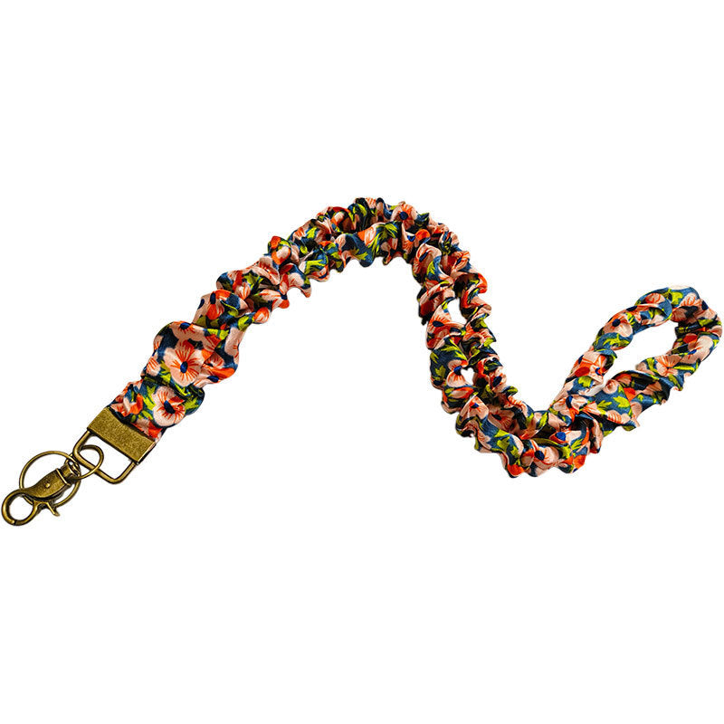 ✨Handmade Pleated Fabric Phone Lanyard with Metal Clasp - Long Neck Strap & Decorative Chain