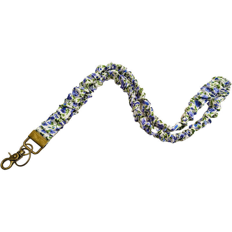 ✨Handmade Pleated Fabric Phone Lanyard with Metal Clasp - Long Neck Strap & Decorative Chain