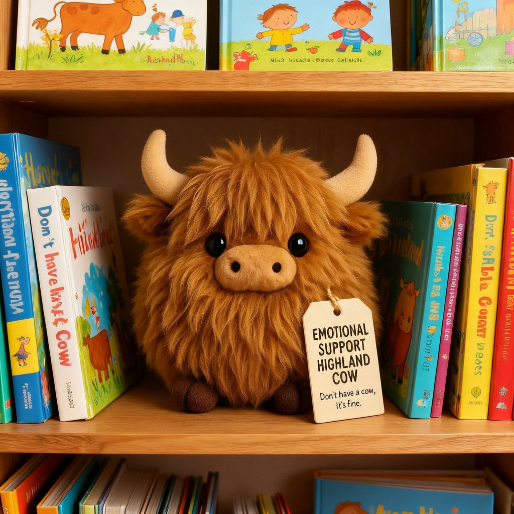 Plush Highland Cow for emotional support 🎉