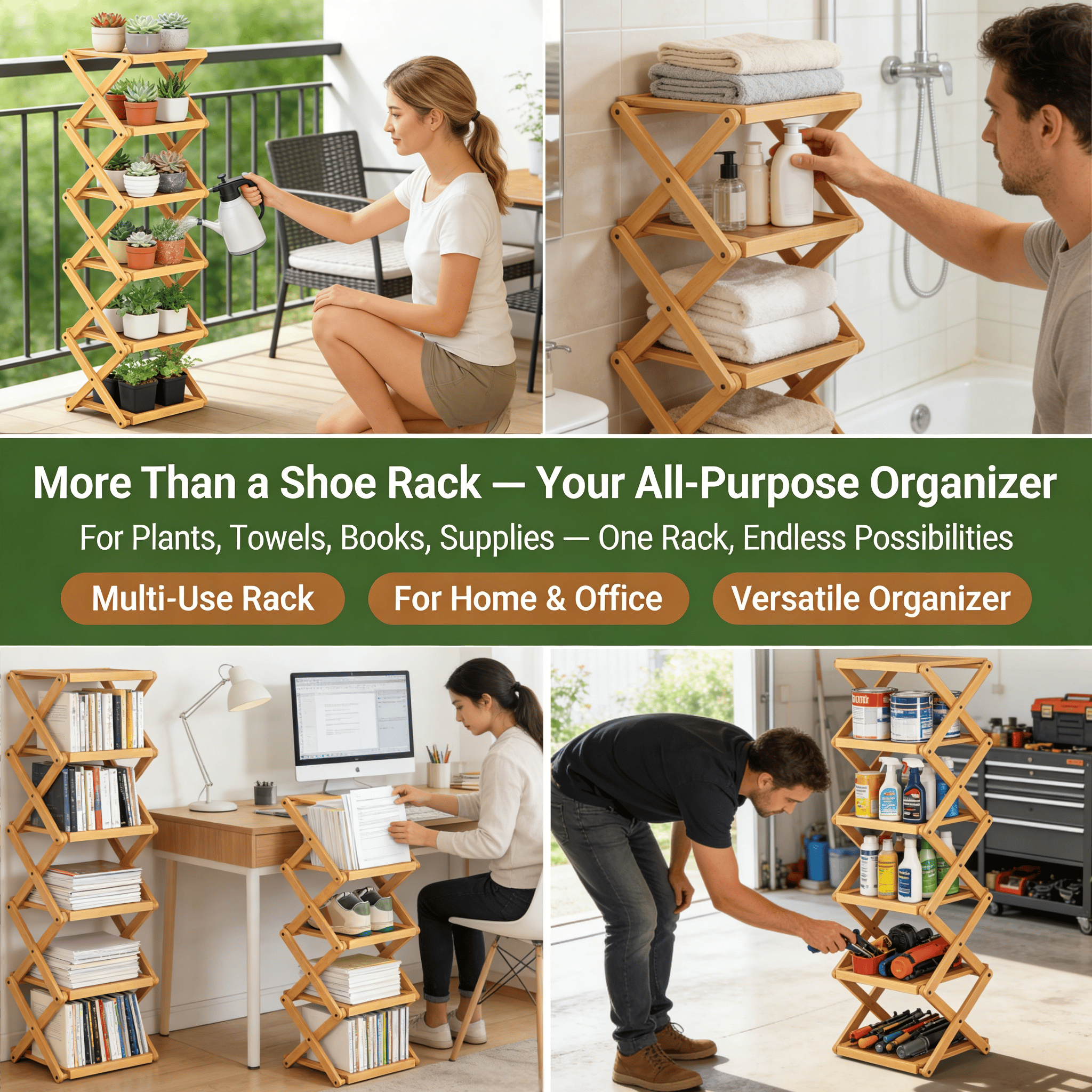 The 9-Tier No-Assembly Bamboo Rack!🌿👟