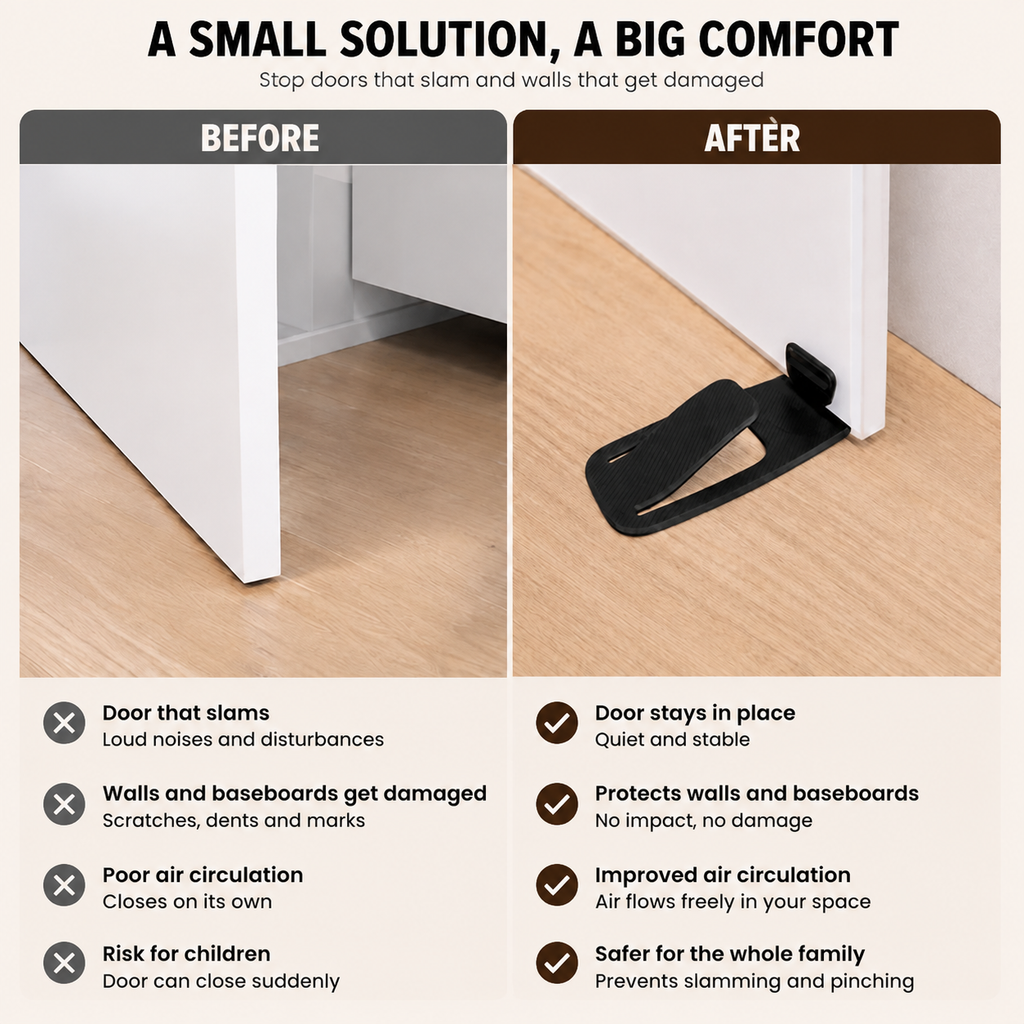 🚪 Discreet Multifunctional Door Stop ✨ Anti‑Pinch Safety Guard for Babies