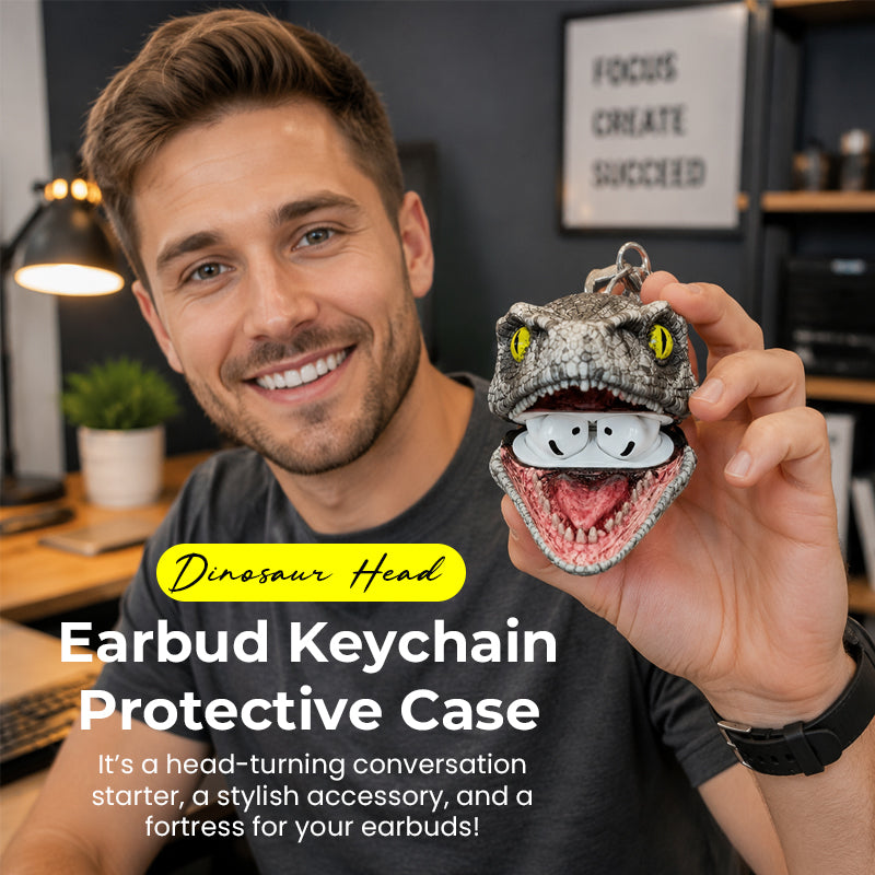 🦖Dinosaur Head Earbud Keychain Protective Case
