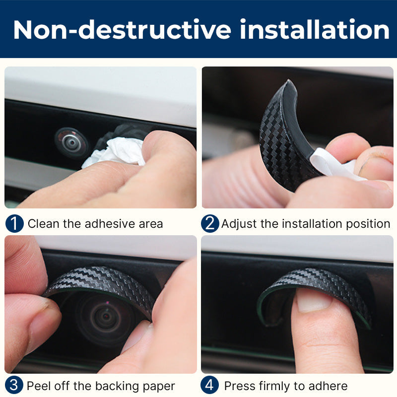 🚗 Rear‑View Camera Rain Shield Cover ✨ Carbon‑Style Splash & Dust Protector