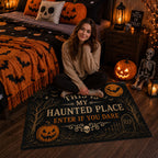 🎃Vintage Halloween Haunted Place Doormat – Spooky Front Door Welcome Mat