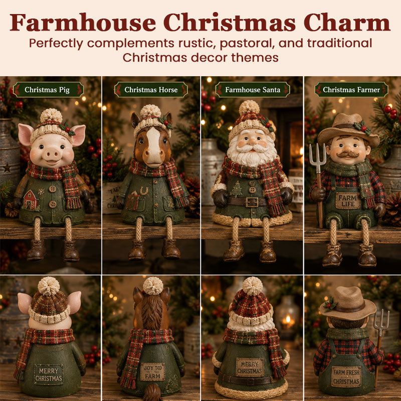 🎄 Christmas Cow Figurine 🐮 Cozy Farmhouse Holiday Shelf Decor