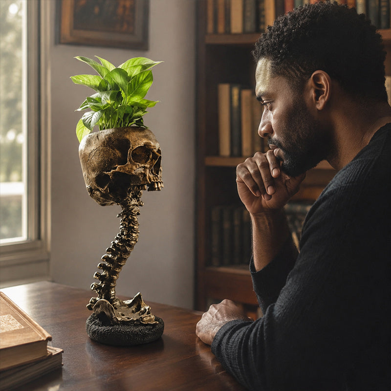 💀🖤Gothic Skull Planter And Skeleton Vase Spooky Home Decor