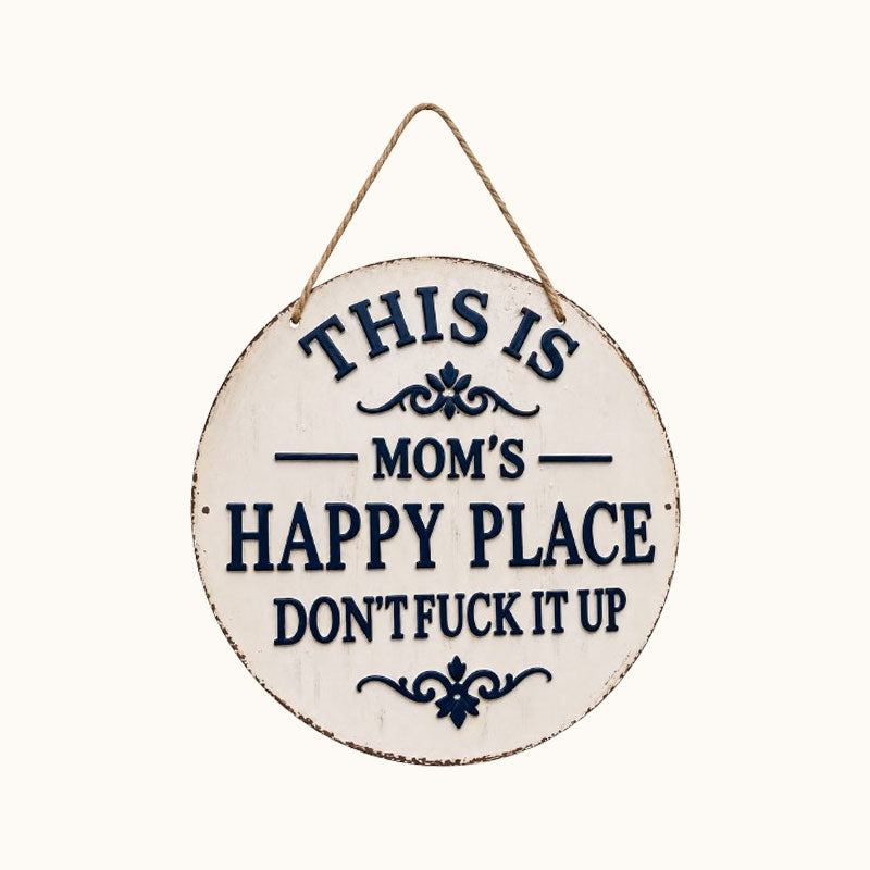 🏡 Mom’s Happy Place Sign – Funny Rustic Home Decor 😂