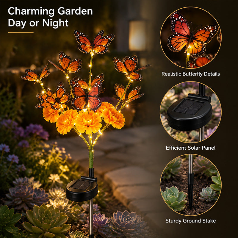 🦋 Solar Butterfly Stake Light｜Soft Night‑Time Glow For Your Garden