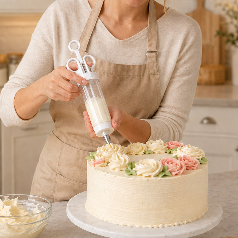 🎉 2026 Sale — Over 21,000 Sold! 🧁✨ Stop wrestling with messy piping bags — this stainless steel decorating gun fills, frosts, and finishes in seconds. One tool, endless creativity. 🍰
