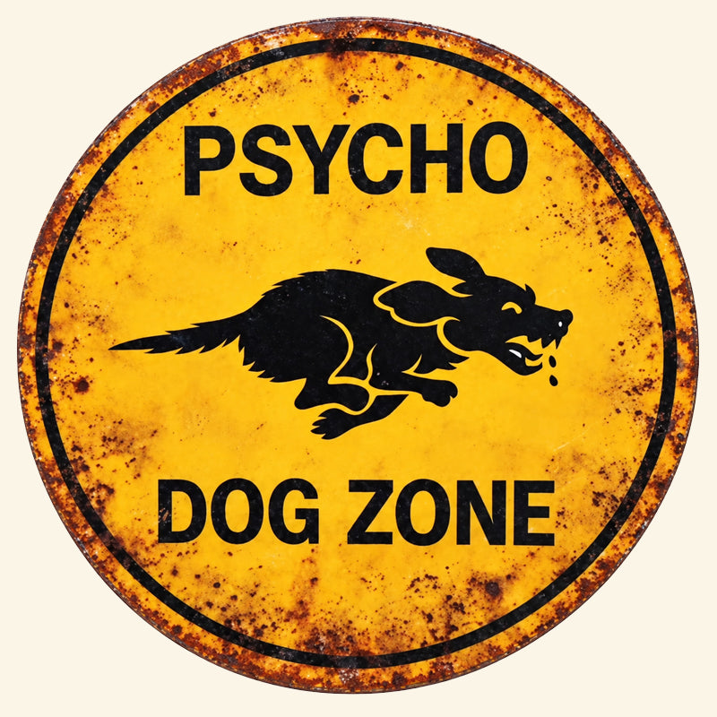 🐕⚠️ Psycho Dog Zone Funny Yard Sign – Cheeky Warning Plaque For Dog Owners!
