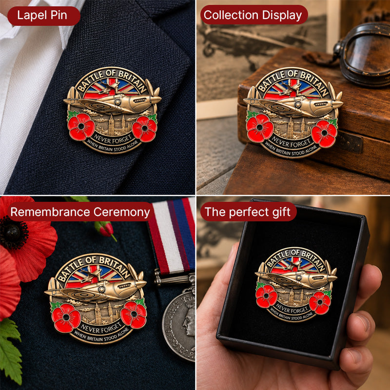 ✈️ Battle of Britain Commemorative Pin – Patriotic Remembrance Collectible With Poppy & Aircraft Motif