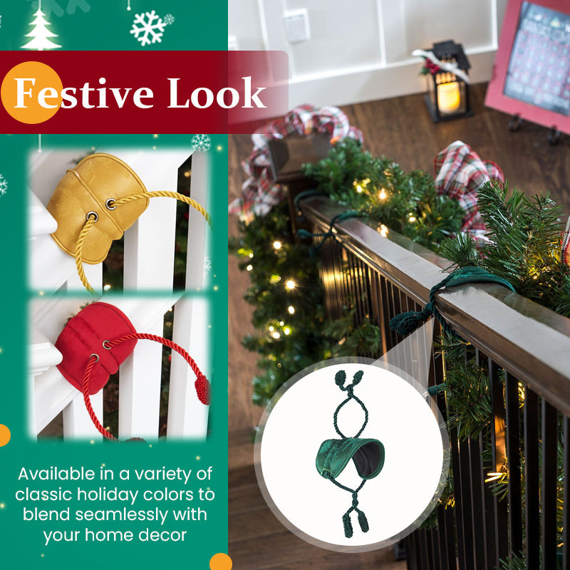 🎀 Reusable Soft Fabric Banister Garland Ties – Scratch‑Free Holiday Stair Decoration