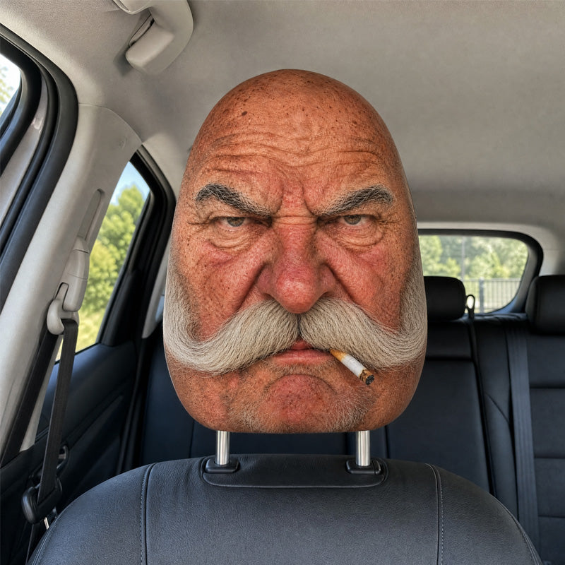 😂 Funny Face Car Headrest Cover – Hilarious Car Interior Decor!