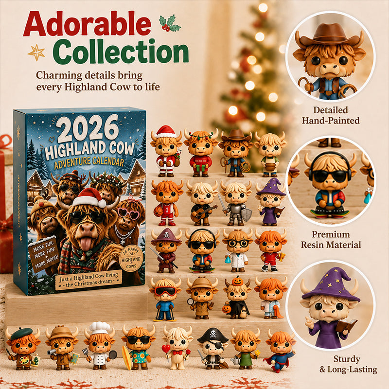 🐂🎄 2026 Highland Cow 24‑Day Christmas Advent Calendar Collectible Figurines