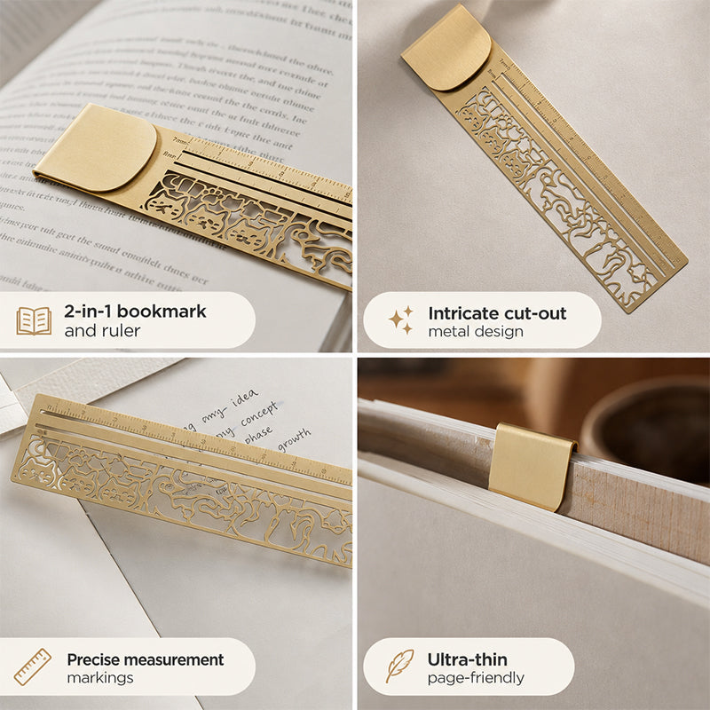 Cat Template Multi-functional Bookmark Ruler📚✨