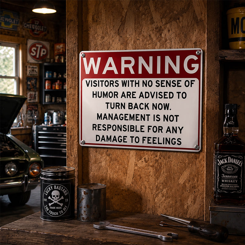 😂 Funny Warning‑Style Metal Door Sign, Humorous Wall Decor for Game Room Office Entryway