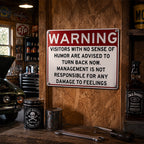 😂 Funny Warning‑Style Metal Door Sign, Humorous Wall Decor for Game Room Office Entryway