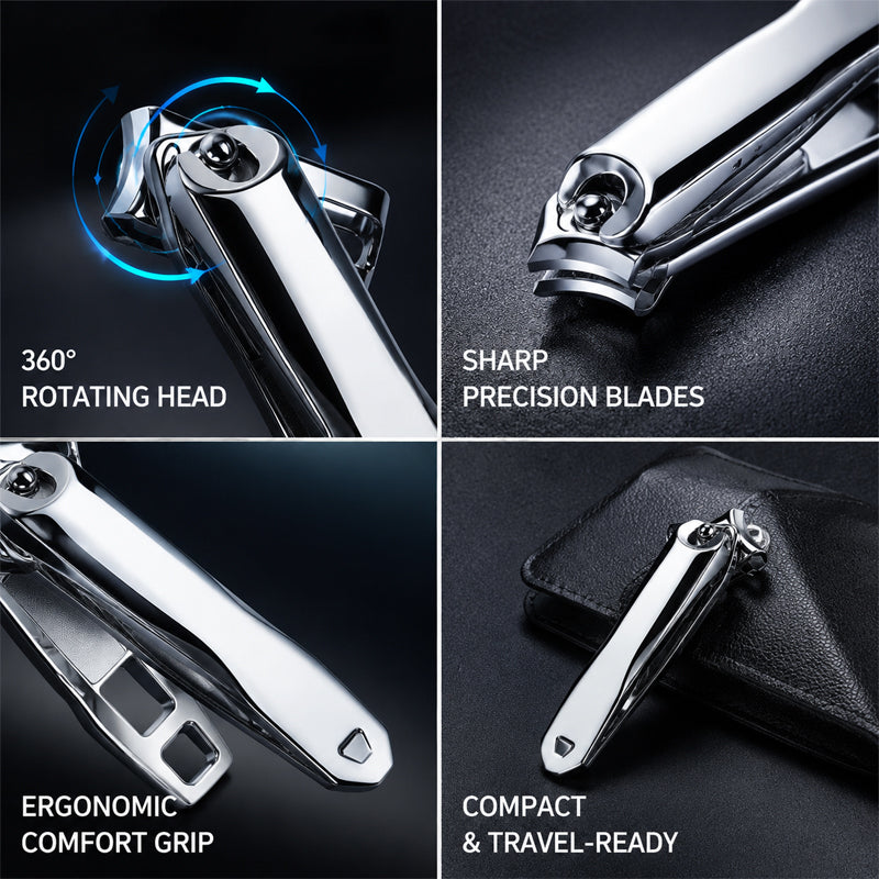 💅360-degree rotating multi-purpose stainless steel nail clippers