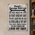 Dad's Garage Shit List Metal Sign🔧✨