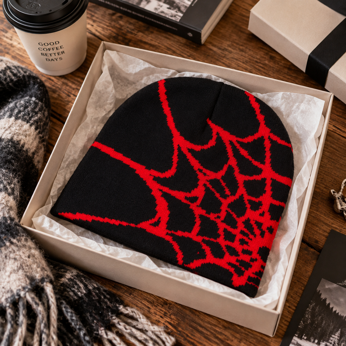 🕸️ Y2K Spiderweb Winter Beanie | Alt Streetwear Vibe