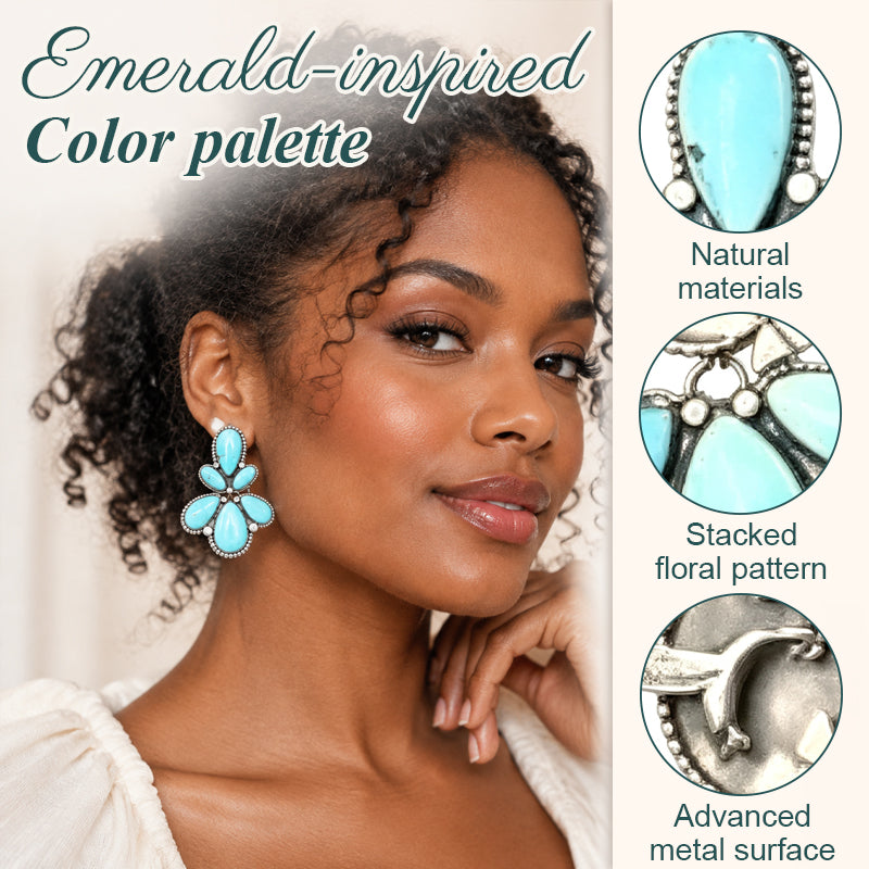 🌵 Bold Western Boho Turquoise Floral Drop Earrings | Unique Vintage Statement Jewellery