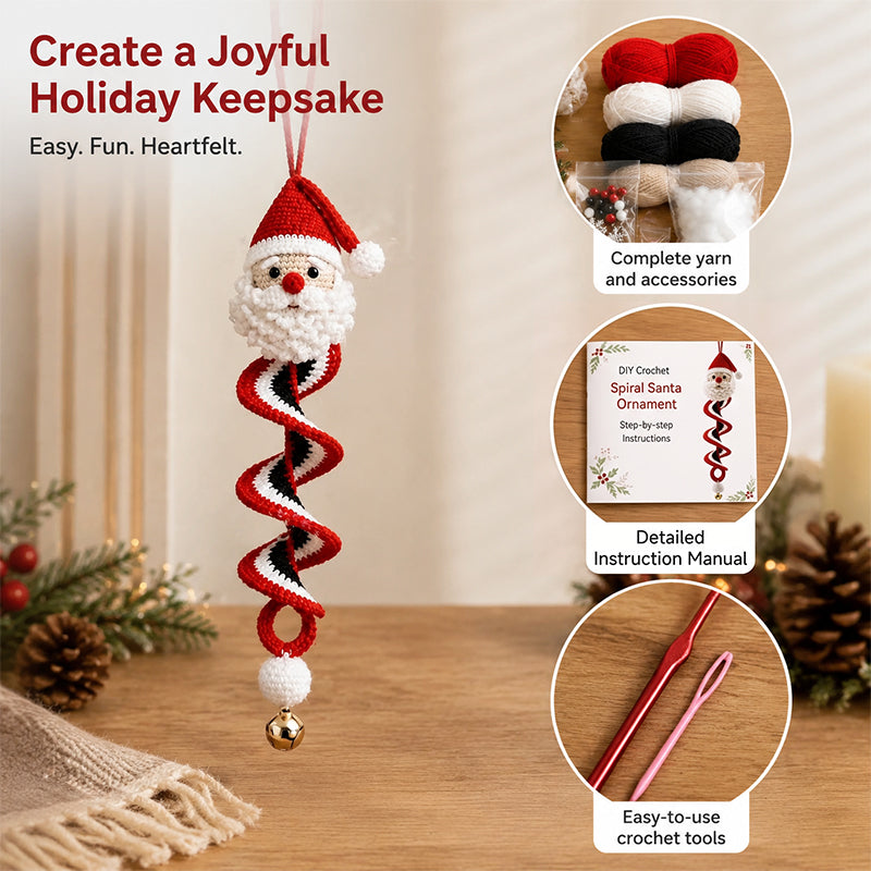 ☃️ Crochet Snowman Spiral Ornament DIY Kit | Complete Beginner-Friendly Set with Soft Yarn, Crochet Hook, Festive Beads, Snowflakes & Step-by-Step Guide 🧶🎄✨