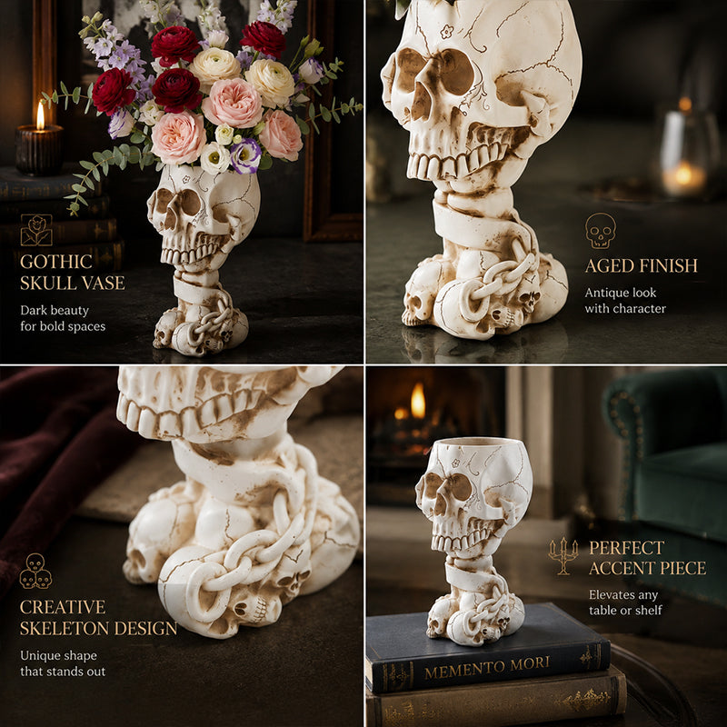 💀Skull Resin Planter - Halloween Goth Desktop Decor