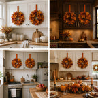 🍂Autumn Maple Leaf Kitchen Cabinet Wreaths with Ribbon