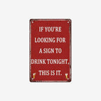 🍸 “This Is Your Sign To Drink Tonight” Vintage Wall Sign, Fun Bar Wall Decor