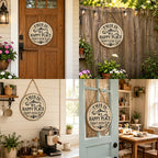 Vintage Country Style Humorous Welcome Sign | "This Is My Happy Place" Wooden Round Decorative Door Sign