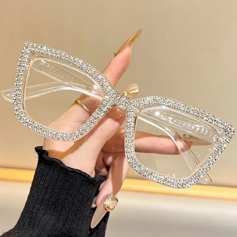 ✨ Sparkling Rhinestone Cat‑Eye Eyewear | Blue‑Light Filter Fashion Readers