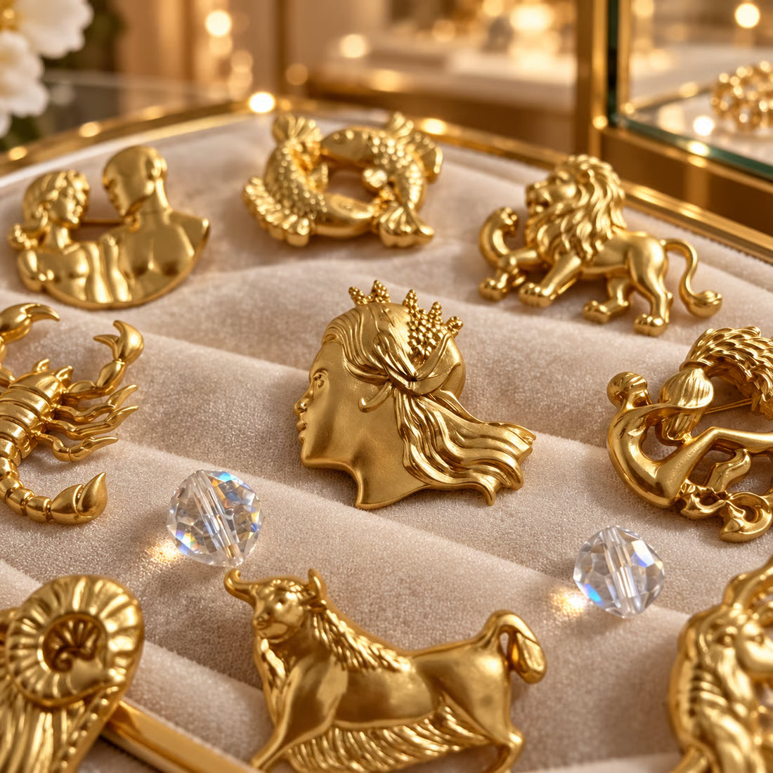 ♈ Vintage Zodiac Sign Brooch – Personalised Astrology Accessory!