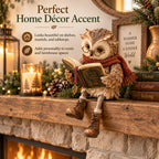 🦉 Reading Owl Figurine – Whimsical Bookish Shelf Sitter With Glasses & Dangling Boots