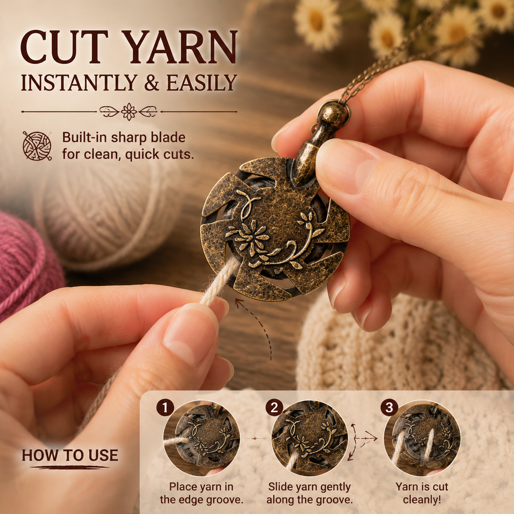 🧶Vintage Yarn Cutter Pendant | Portable Yarn Cutter for Crochet & Knitting Lovers