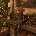 🐮✨Festive Highland Cow Shelf Sitter – Rustic Christmas Home Decor