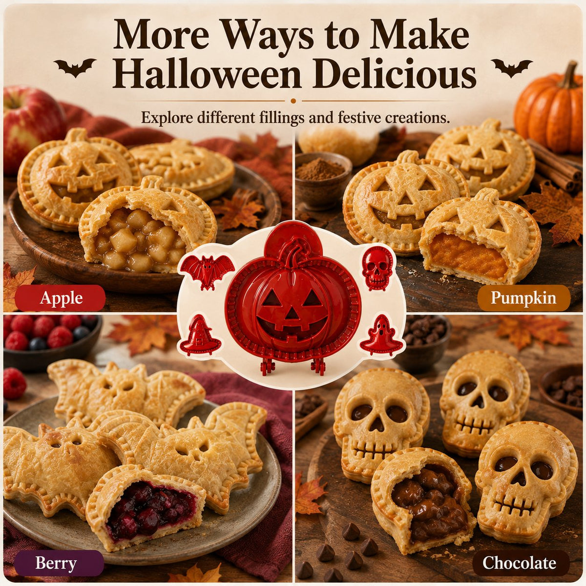 🎃 Spooky Halloween Hand‑Pie Press Set | 8 Unique Spooky Shapes for Festive Party Pastries