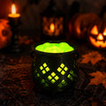 🔮 Hollow‑Cut Witch Cauldron LED Tea‑Light Lamp, Spooky Halloween Tabletop Decor Ornament