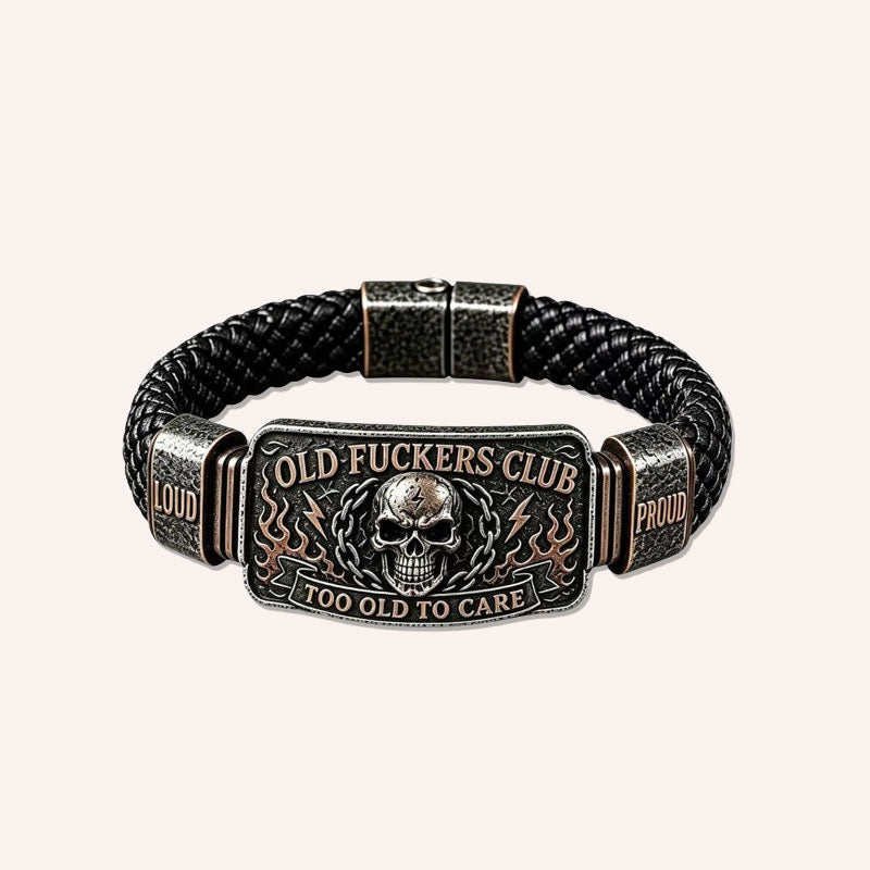 🤘Old Fuckers Club Braided Leather Bracelet - Too Old To Care