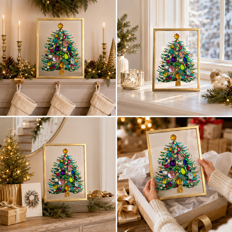 🎄✨ Handmade Elegant Collectible Crystal Beaded Tabletop Christmas Tree, Sparkling Gem Pearl Holiday Home Decor