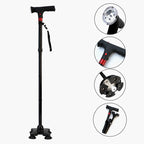 🔥 Must-Have Senior Smart Cane – Foldable Aluminum with LED Light & Quad Anti-Slip Feet