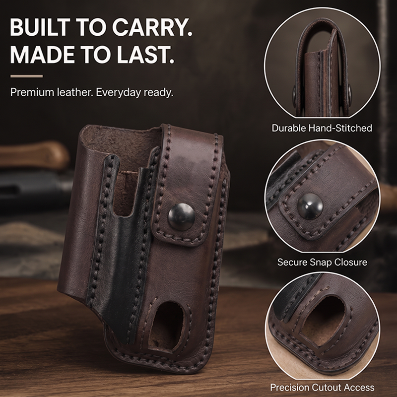 🗡️ Snap‑Closure EDC Belt Leather Tool Sheath