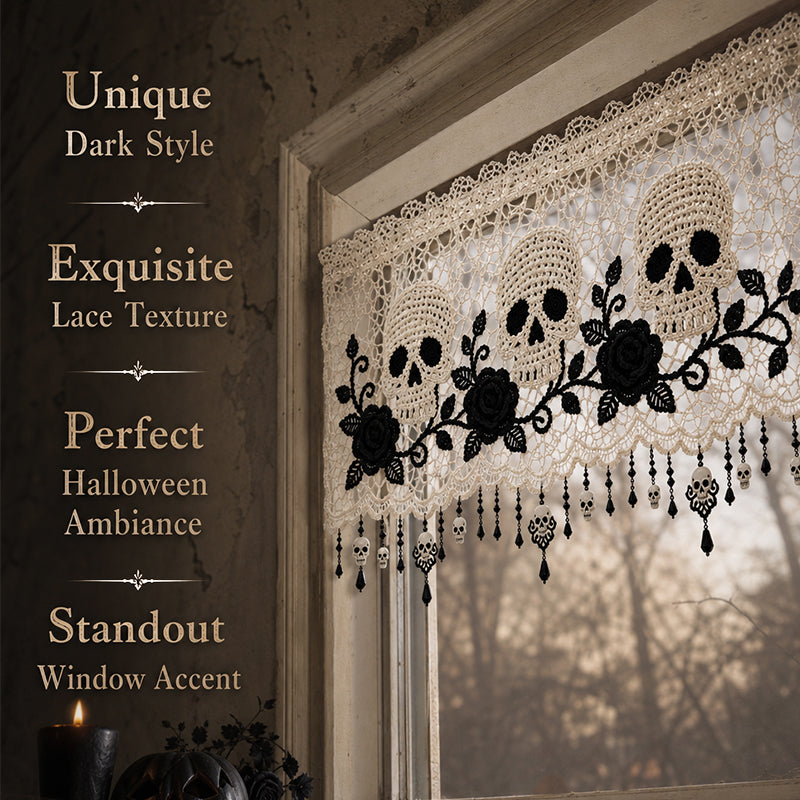 💀 Spooky Elegance Skull  Valance Curtain 🌹
