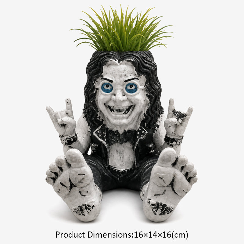 🤘 Rock‑On Gesture Face Succulent Planter, Quirky Rock‑and‑Roll Plant Pot
