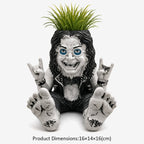 🤘 Rock‑On Gesture Face Succulent Planter, Quirky Rock‑and‑Roll Plant Pot