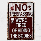 🚫 Bold No Trespassing Warning Sign 😈 Dark‑Humored Wall Accent