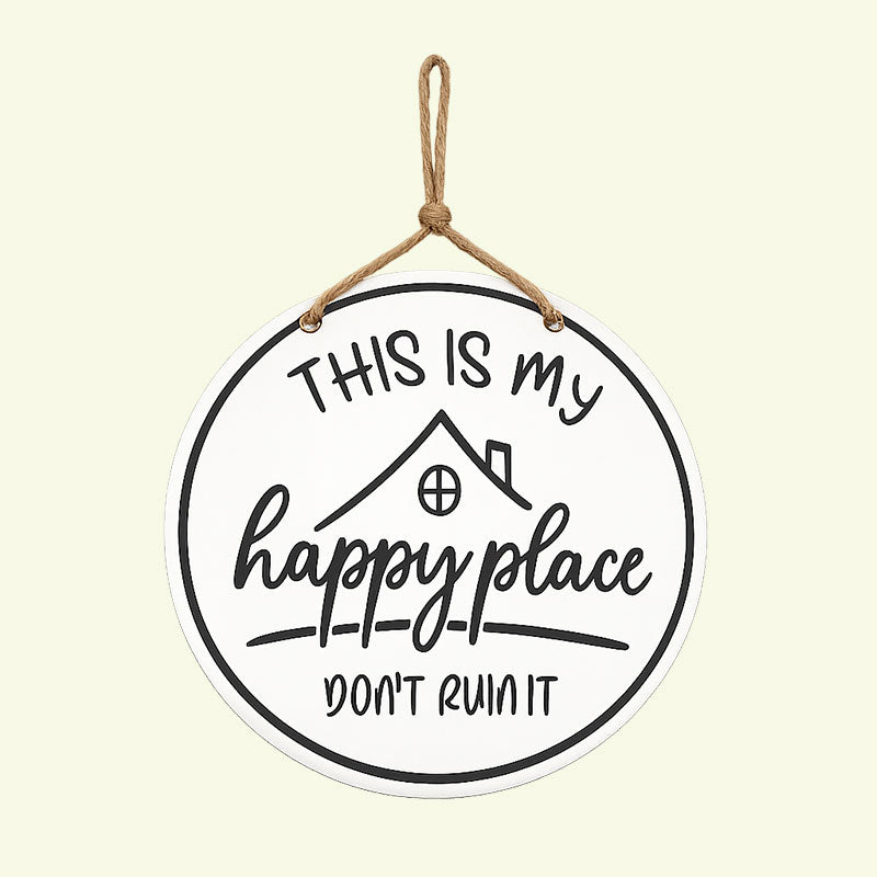 🏡✨Happy Place Round Sign – Farmhouse Garden Decor