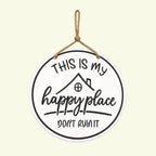 🏡✨Happy Place Round Sign – Farmhouse Garden Decor