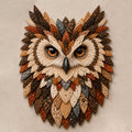 🦉 Patchwork‑Style Owl Wall Hanging, Rustic Woodland Cottage Wall Decor