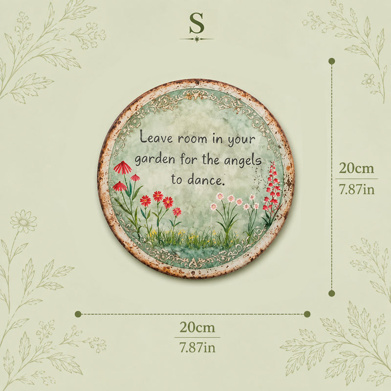 ✨ Handmade Angel Dance Round Metal Sign, Vintage Cottage Garden Wall Decor Gift