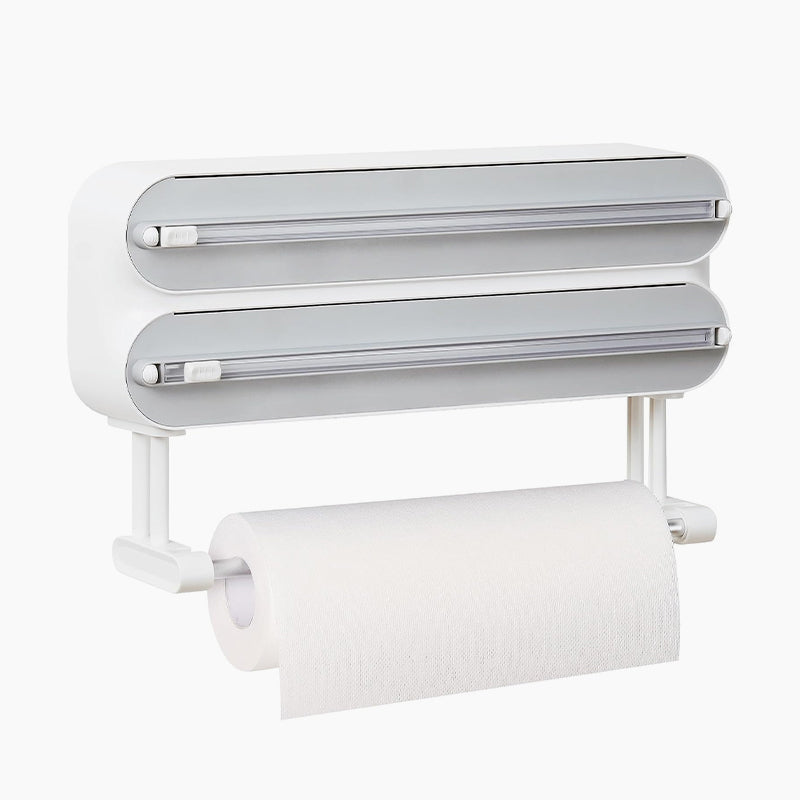 ✨ Dual Cling Film & Paper Towel Dispenser — Tidy Up Your Kitchen Counter!